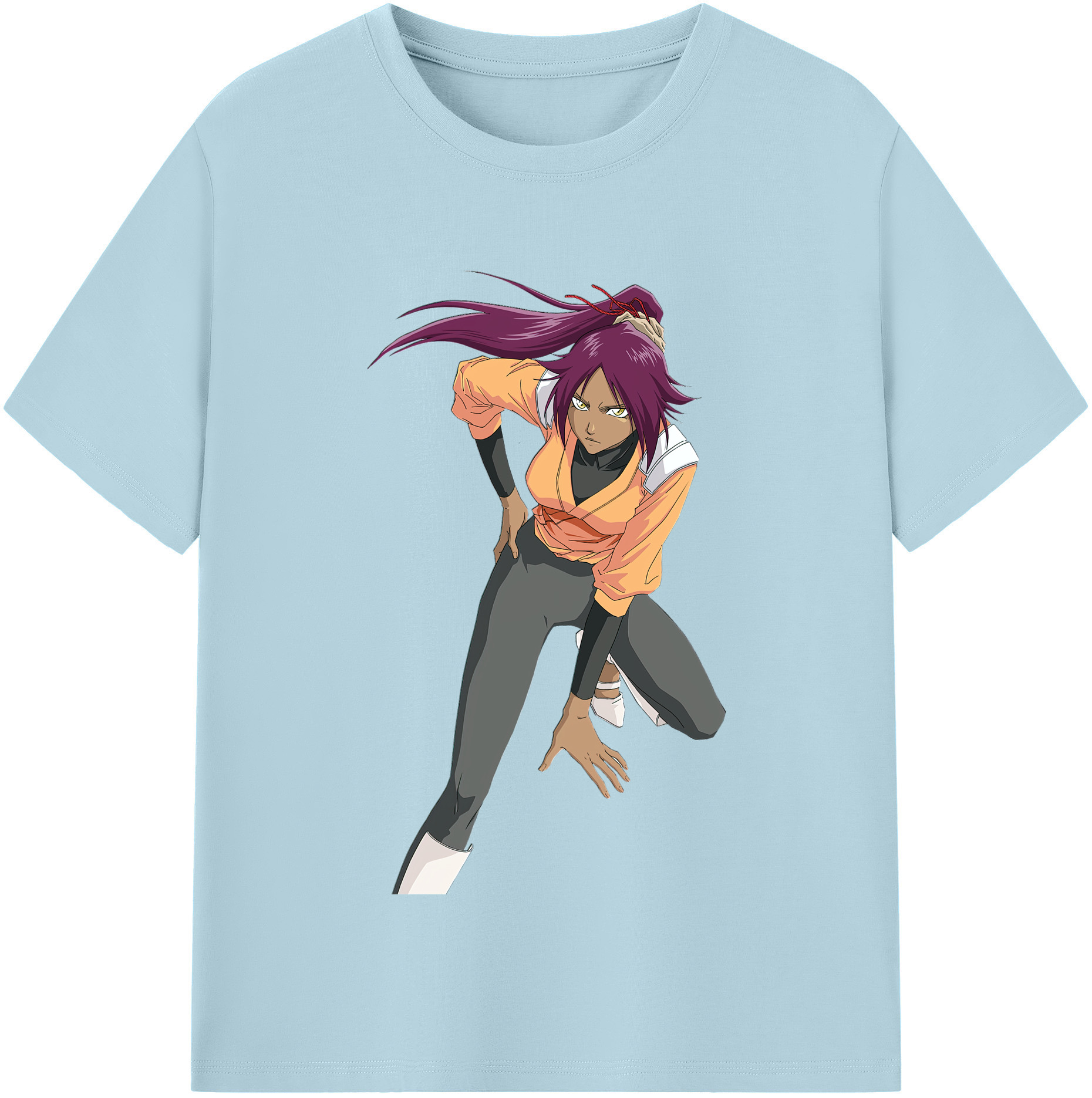 （画像用） ブリーチ 四楓院 夜一（しほういん よるいち） BLEACH Shihouin Yoruichi 綿100％半袖Tシャツ（フロントプリント）